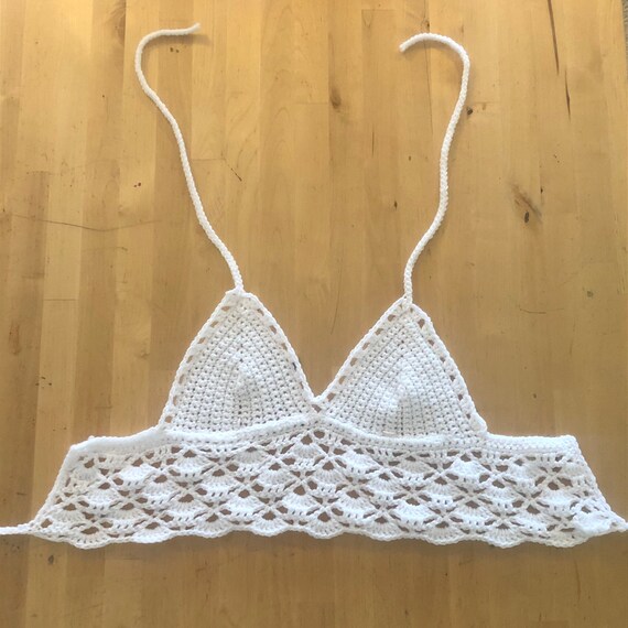 white crochet bralette