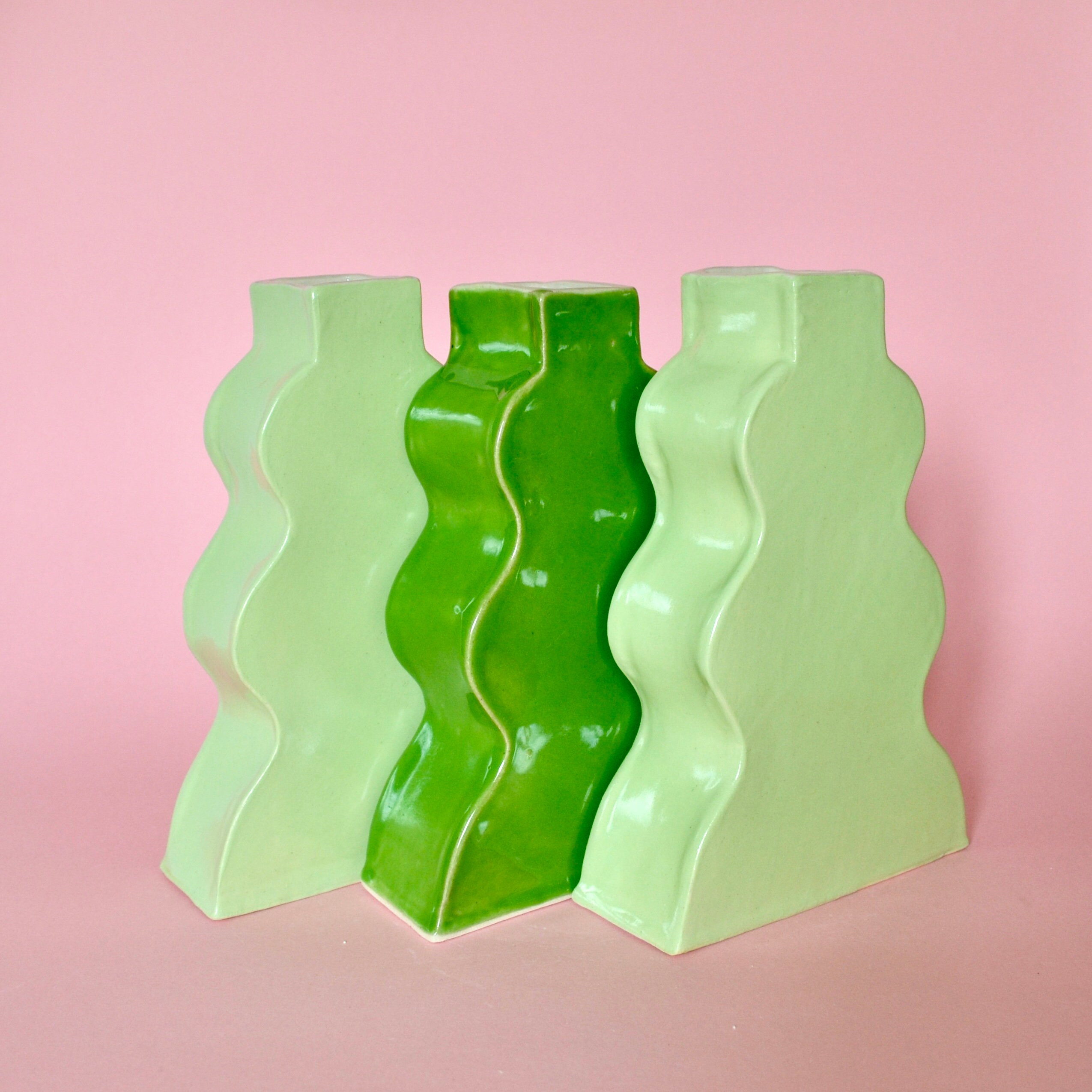 Handmade Ceramic Wavy Vase in Lime Etsy UK