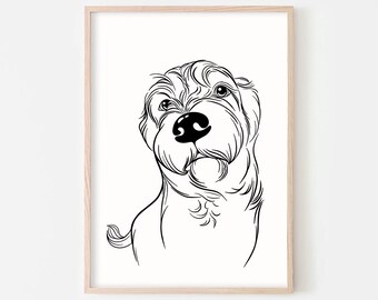 Custom Dog Line Art Portrait, Dog Portraits From Photo, Drawing from Photo, Minimal Pet Portrait, Pet Dortrait Custom, Art Commission