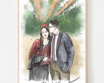 Personalized Portrait From Photo, Couple Portrait, Watercolor Painting, Anniversary Gift, Portrait From Photo, Hand Painted