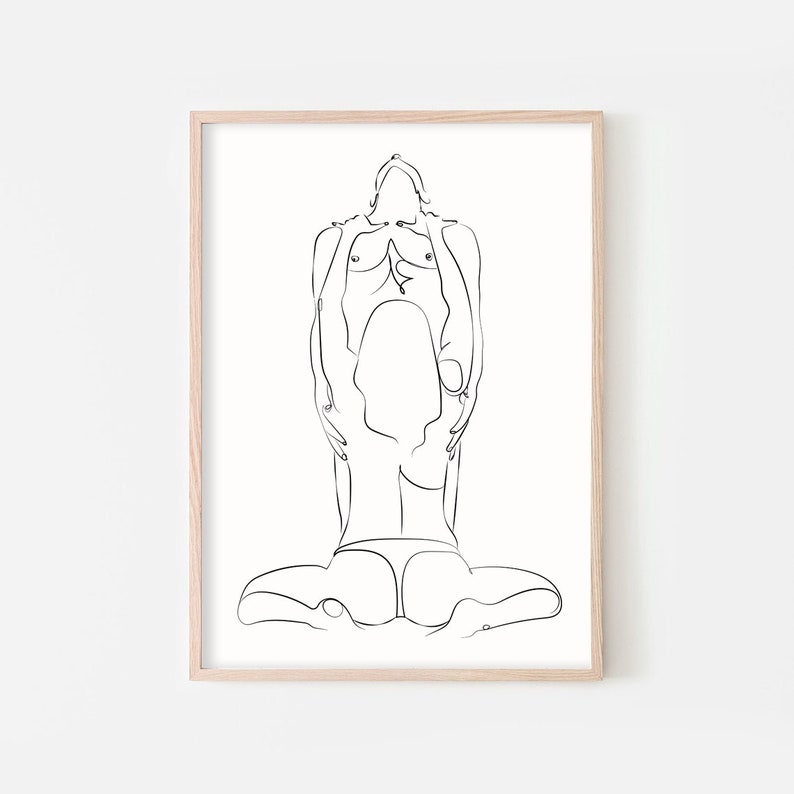 Erotische Linie Art Print 3er Set, Sexy Akt Wandkunst, nackte minimalistische Kunst, nackte Linie Kunst, moderne Kunst, Sex Szene Zeichnung Kunstwerk, einzigartige Kunst Bild 3