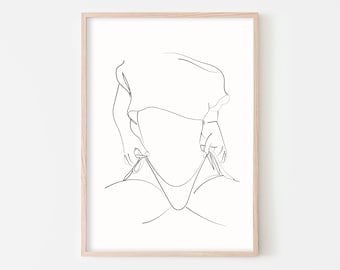 Erotic One Line Art Nude Line Drawing Naked Prints Female Body Printable Wall Art Female Naked Line Art Abstract Nude Body Living Room Art