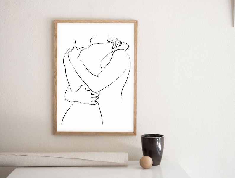 Couple Line Art Set of 3 Prints One Line Art Romantic Etsy
