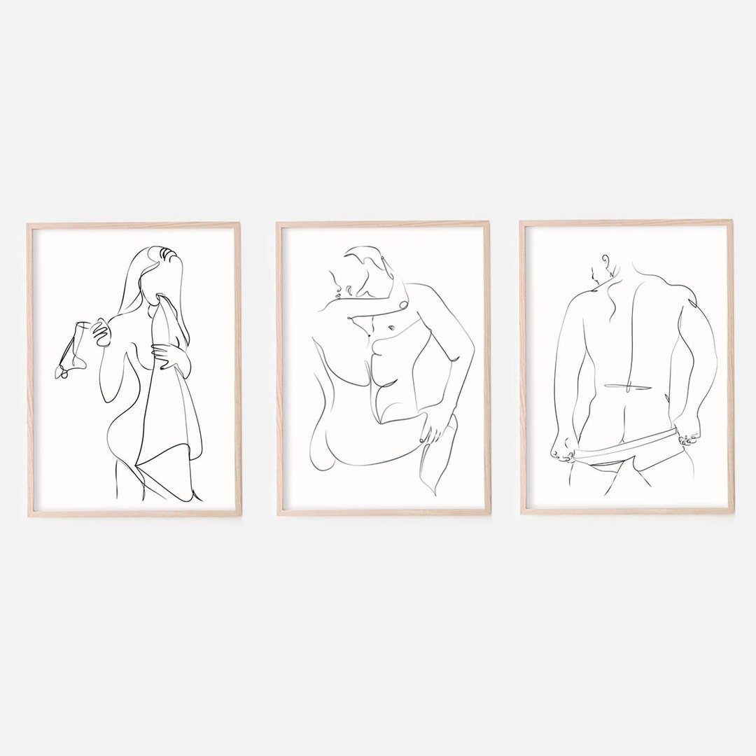 Erotic Art Print Set Of 3,Nude Line Drawing,Sensual Art,Sexy Drawing,Naked Art,Erotic Prints,Nude Sketch,Erotic Body Paint,Body Art Nudes - Etsy 日本