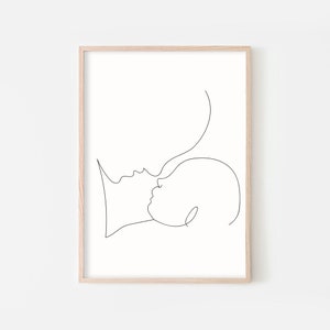 Abstract Family Art Print, One Line Art, Mom And Baby, Nursery Print, Motherhood Art, Newborn Art,Minimalist, Family Line Art