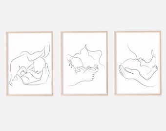Family Art,Set of 3 Line Art Prints,Minimalist Art,Mothers Day Art,Nursery Prints,Family Illustration, Family Print,Mom Dad And Baby Art