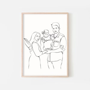 Custom Line Drawing Custom Family Portrait Personalized Line Art Family Artwork Couples Portrait Family Line Art Custom One Line Drawing Art