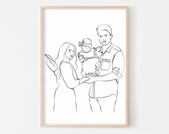 Custom Line Drawing Custom Family Portrait Personalized Line Art Family Artwork Couples Portrait Family Line Art Custom One Line Drawing Art