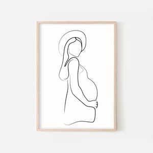 Wydruk artystyczny w ciąży, Sztuka ciążowa, Wydruk mamy i dziecka, Sztuka kobiety w ciąży, Linia sztuki ciążowej, Ilustracja ciąży, Grafika cyfrowa