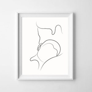 May include: A black and white line drawing of two figures embracing in a romantic pose.