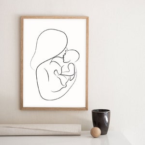 Familjeteckningar Set med 2 tryck, Familjeteckning, Abstrakta linjekonst, Familjeset-posters, Mamma- och barnkonst, Pappa- och barntryck, Minimalistiskt bild 4