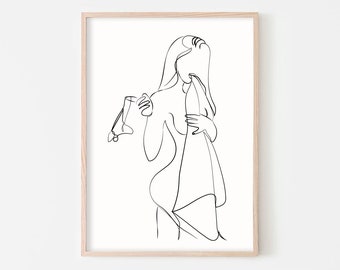 Erotic One Line Art,Nude Art,Abstract Print,Nude Line Drawing, Sexy Drawing,Naked Prints,Female Body Printable Wall Art,Sexy Nude Woman Art