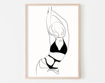 Woman Line Art, Female Print, Body Line Art Print, Minimalist Poster, Line Drawing, Minimal Home Decor, Abstract Line Art