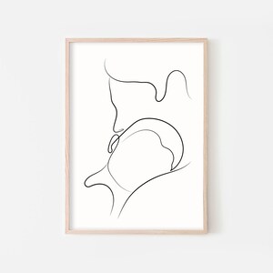 Family Print Set of 3, Mom & Dad and Baby Art, Family Line Art, Nursery ...