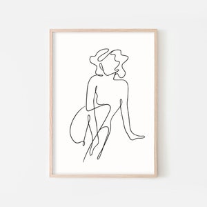 Woman Body Line Art Print, Minimalist Artwork, Female Abstract Poster, Continuous Simple Modern printable, Black White Gallery Wall Art