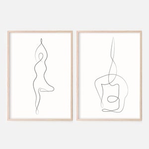 Yoga Line Art, Set of 2 Yoga Print, Yoga Namaste Art Print, Yoga Gift, Printable Line Art, Yoga Abstract Art, Yoga Wall Art, Yoga Poses Art