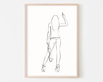 Feminist Art Print Middle Finger Print One Line Art Swearing Prints Nude Line Art Feminist Print Woman Body Line Art Feminist Gift Art Decor