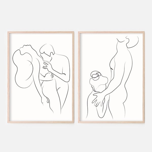 Erotic Art Set Of 2 Prints, Sexy Line Art, Blowjobs Art, Sensual Wall Art, Nude Line Art, Erotic Line Art, Abstract Line Art, Minimalist Art