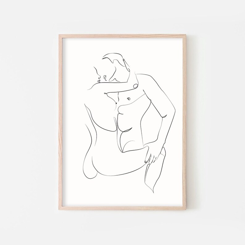 Erotische Linie Art Print 3er Set, Sexy Akt Wandkunst, nackte minimalistische Kunst, nackte Linie Kunst, moderne Kunst, Sex Szene Zeichnung Kunstwerk, einzigartige Kunst Bild 4