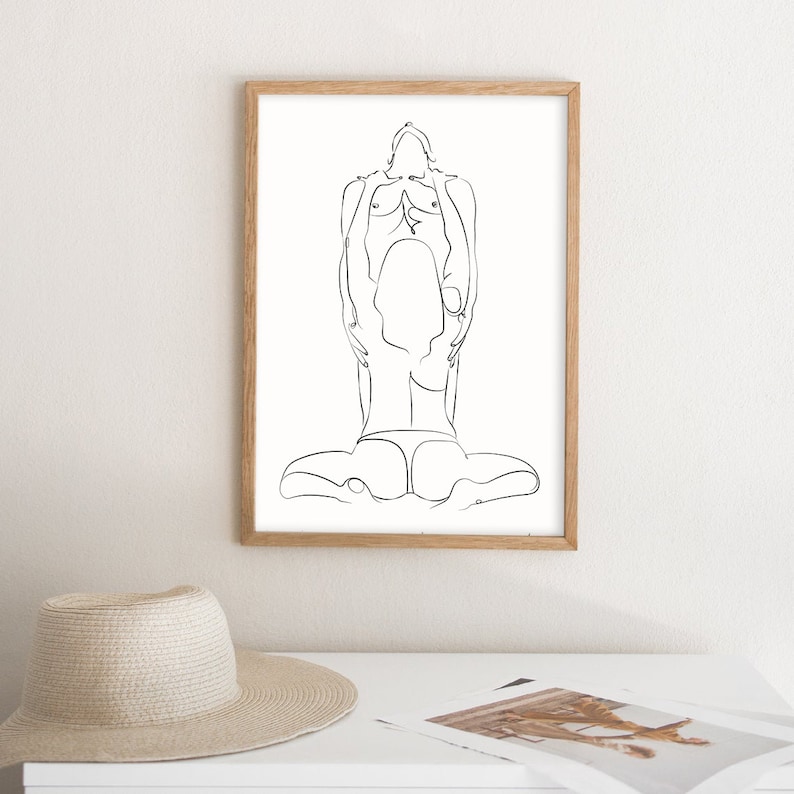 Erotische Linie Art Print 3er Set, Sexy Akt Wandkunst, nackte minimalistische Kunst, nackte Linie Kunst, moderne Kunst, Sex Szene Zeichnung Kunstwerk, einzigartige Kunst Bild 8