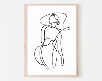 Abstract Line Art, Minimalism, Woman Body Art Print, One Line Art, Single Line Art, Bedroom Wall Art, Digital Print