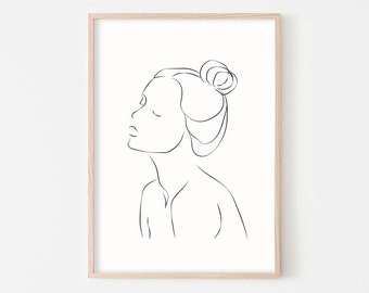 Abstract Face Line Art Woman Face Line Drawing Female Wall Art Female Face Form Art Abstract Face Art Modern Print One Line Art Digital Art