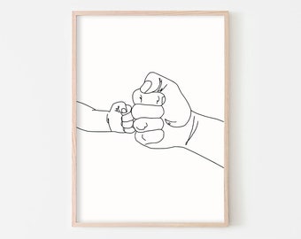 Family Hands Line Art Print, One Line Drawing, Family Line Art, Newborn Baby Wall Art, Nursery Print, Kids Room Poster, Minimalist Art