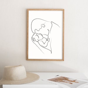 Familjeteckningar Set med 2 tryck, Familjeteckning, Abstrakta linjekonst, Familjeset-posters, Mamma- och barnkonst, Pappa- och barntryck, Minimalistiskt bild 8