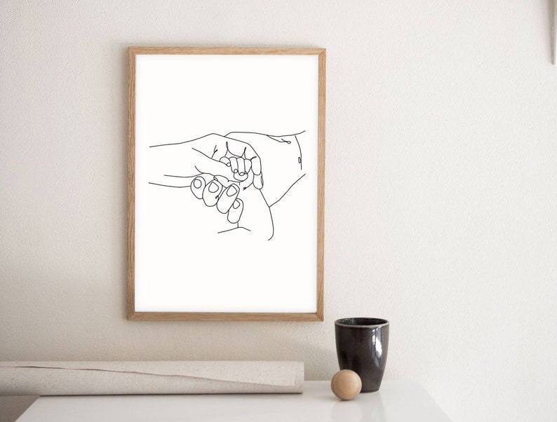 Holding Hand Family Print One Line Art Family Artwork Minimalist Art Line Drawing Line Art Family Trend Wall Art Family Hands Printable Art image 2