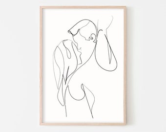 Abstract Couple Line Art Abstract Love Wall Art Kiss Line Art Couple Hug Wall Print Kissing Line Drawing Minimalist Love Art Romantic Print