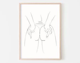 Middle Finger Print Feminist Art Print Nude Woman Wall Art Minimal Abstract Line Art One Line Art Woman Body Line Drawing Female Body Art