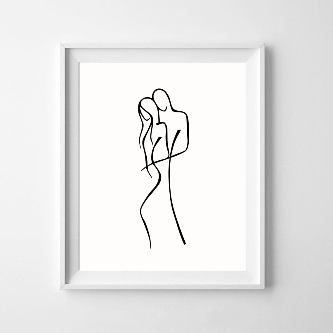 Couple Wall Art Man and Woman Hugs Line Art Love Art Etsy
