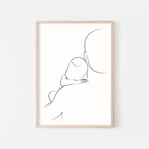 Family Print Art, Dad And Baby Art, Minimalist Line Art, Dad Child Print, Gift For Daddy, Abstract Line Art, Nursery Decor, Nursery Prints