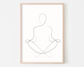 Yoga Art Print, Minimalist Art, Yoga Lotus Pose, Woman Line Art, Yoga Poster, Yoga Line Drawing, Yoga Design, Yoga Line Art, Yoga Wall Art