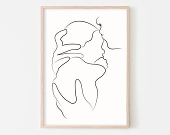 Abstract Family Line Art, Mom And Baby Print, Family Line Drawing, New Mom Art Print, Minimalist Art, Kids Room Decor, Motherhood Poster
