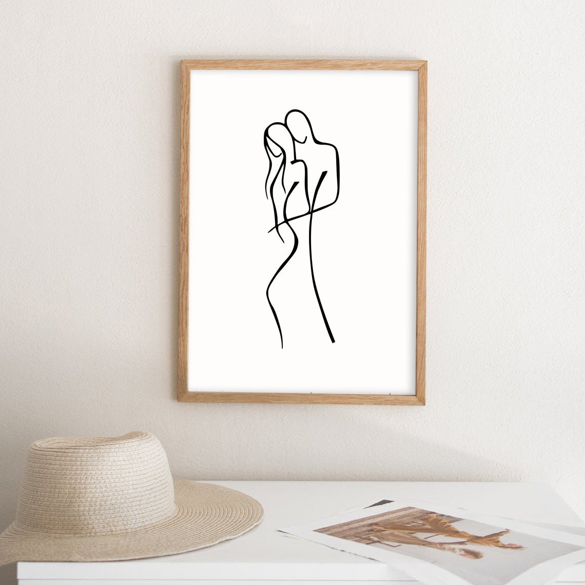 Couple Wall Art Man and Woman Hugs Line Art Love Art Etsy