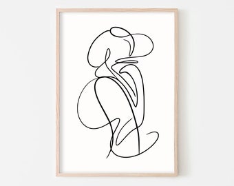 Abstract Woman Art Print, Minimalist, Line Art Print, Woman Line Drawing, Aesthetic Room Decor, Modern Art, One Line Art