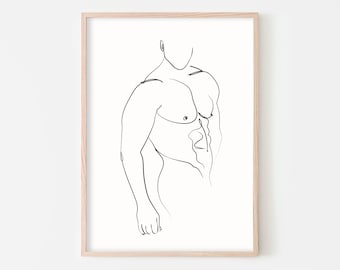Man Body Line Art, Abstract Nude Figure Art, Naked Man Art, Nude Sketch Printable, Minimalist Print, Nude Man Wall Art,Man Poster, Male Art