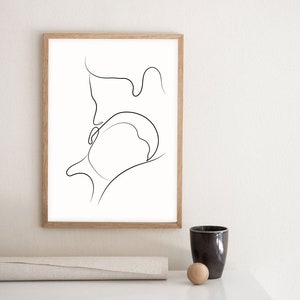 Family Print Set of 3, Mom & Dad and Baby Art, Family Line Art, Nursery ...