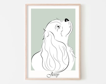 Custom Dog Portrait, Pet Sketch From Photo, Digital Illustration Art Print, Pet Portrait Drawing, Custom Line Art, Unique Pet Gifts