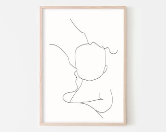 Abstract Family Line Art Couple Wall Art Family Artwork Family Minimal Print Newborn Wall Art Baby Print Family Drawing Art Fine Line Art