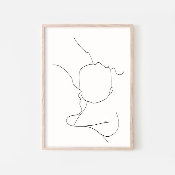 Abstract Family Line Art Couple Wall Art Family Artwork Family Minimal Print Newborn Wall Art Baby Print Family Drawing Art Fine Line Art
