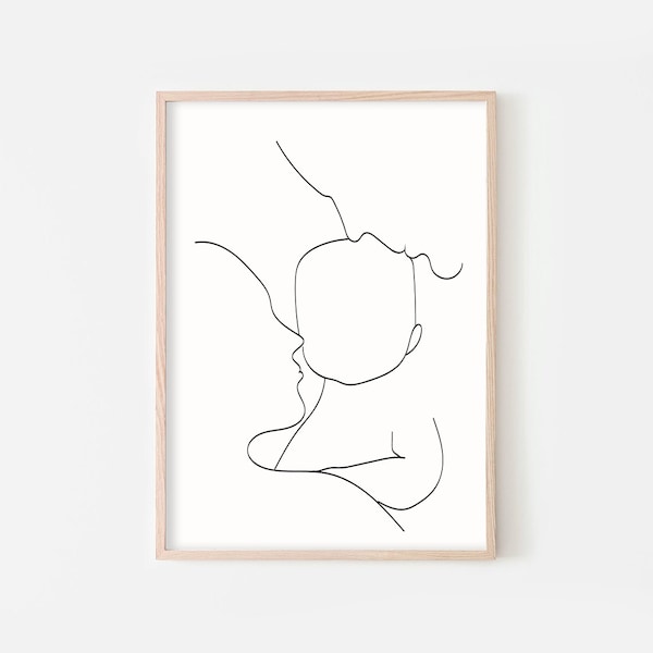 Abstract Family Line Art Couple Wall Art Family Artwork Family Minimal Print Newborn Wall Art Baby Print Family Drawing Art Fine Line Art