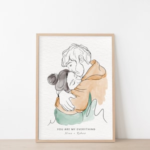 Custom Watercolor Portrait From Photo, Couples Portrait, Anniversary Gift, Family Portrait, Custom Drawing, Painting Gift