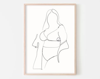 Body Positive Art Minimalist Woman Art Female Figure Art Print Woman Line Drawing Digital Art Print Curvy Woman Line Art Body Positive Print