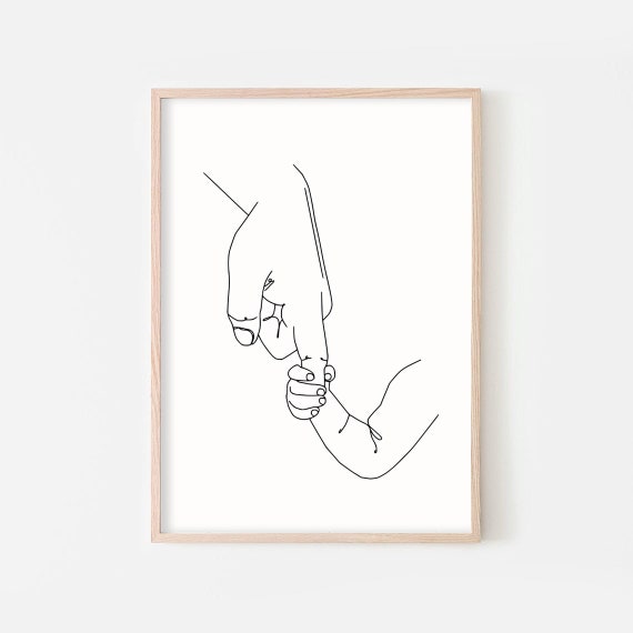 Maman Et Bebe Doigt Touch Family Line Art One Line Dessin Etsy
