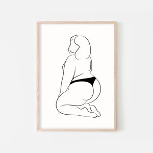 Body Positive Art, Feminist Art Print, Curvy Woman Print, Female Silhouette, Naked body Abstract Poster, Minimalist Wall Art