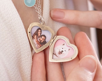 Sterling Silver Heart Locket Necklace: Personalised Photo Engraving