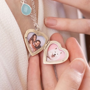 Personalised Heart Locket Necklace, Sterling Silver Picture Necklace, Silver Engravable Heart Necklace, 2 Photo Heart Locket