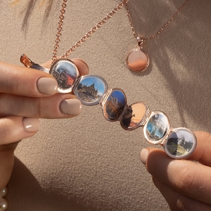 Personalised Rose Gold Vermeil Locket Necklace: Six Photo Keepsake Gift